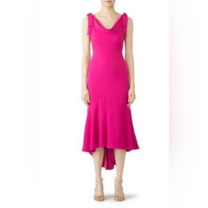 Carmen Marc Valvo Tied Fuschia Dress